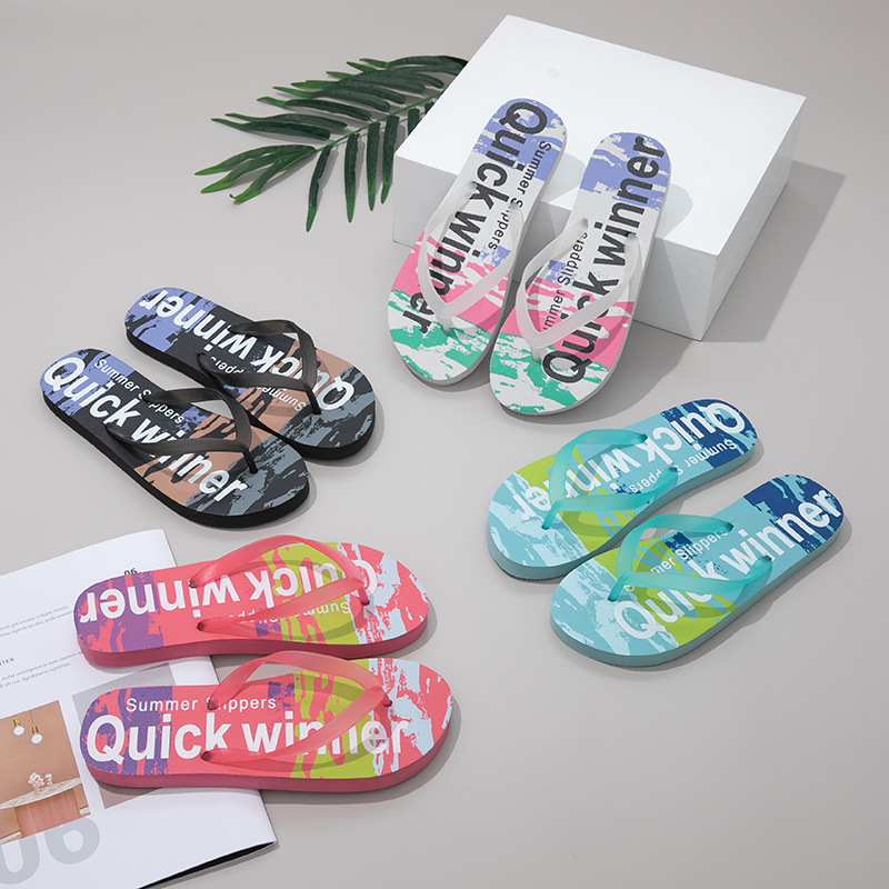 New Graffiti flip flops Summer Colorful Fashion Clip On Slippers Personalized Couple Trend Beach Wholesale