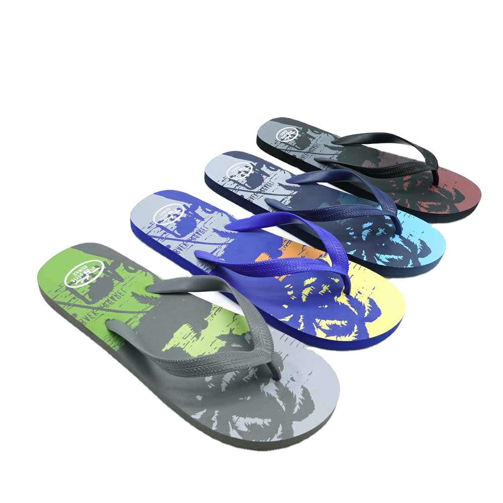 Wholesale Price Fashion Slippers Men's Print Slides PE Light-weight Sole Summer Slippers Custom Flip Flops Beach Sandals