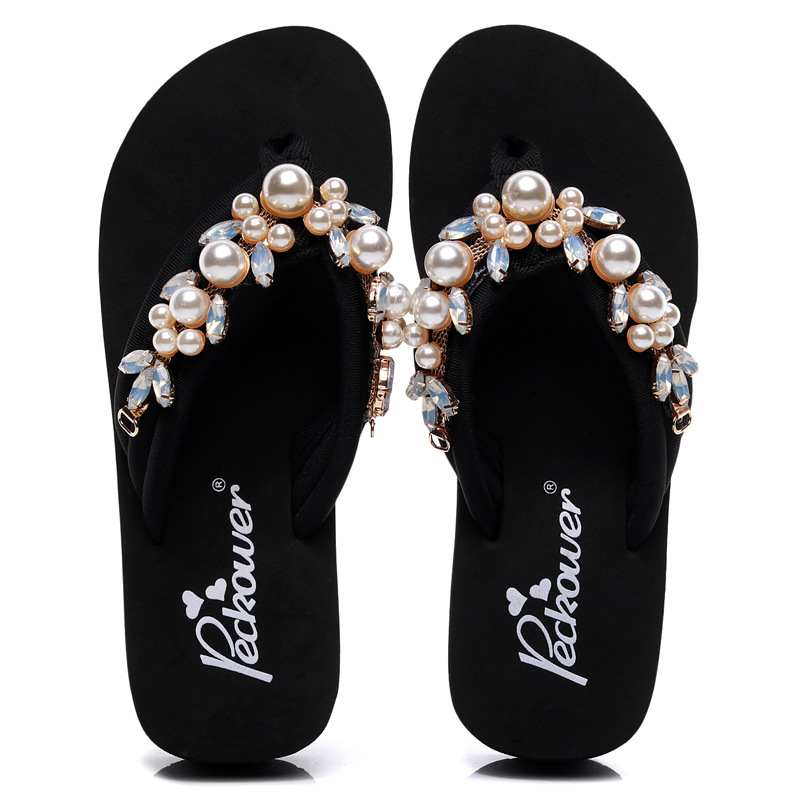 New Fashion Women's Large Size Outdoor Sandals Summer Diamond Casual Flip-Flops EVA Foam Insole Waterproof Beach product view