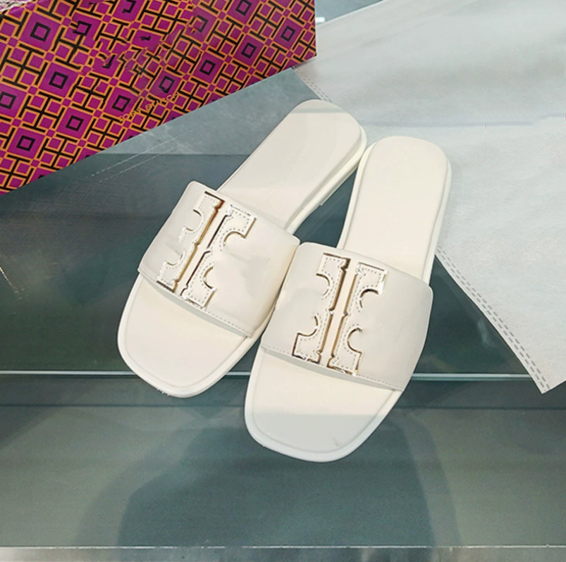 High Quality Women Summer Leather Slippers Beach Shoes Casual Flip Flop Designer Print Fashion Flat Sandals product view