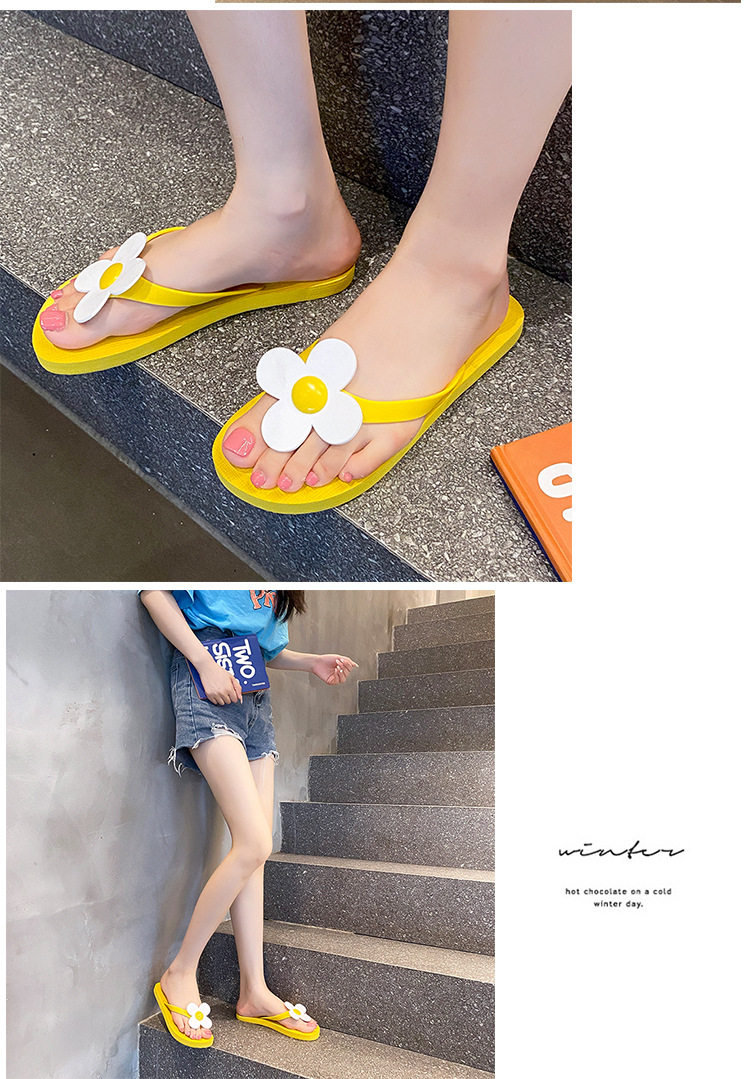 Custom Women's Floral Flip Flops for Summer Light PVC Slides with Flat Soft and Printed Design for Beach Outdoors detail