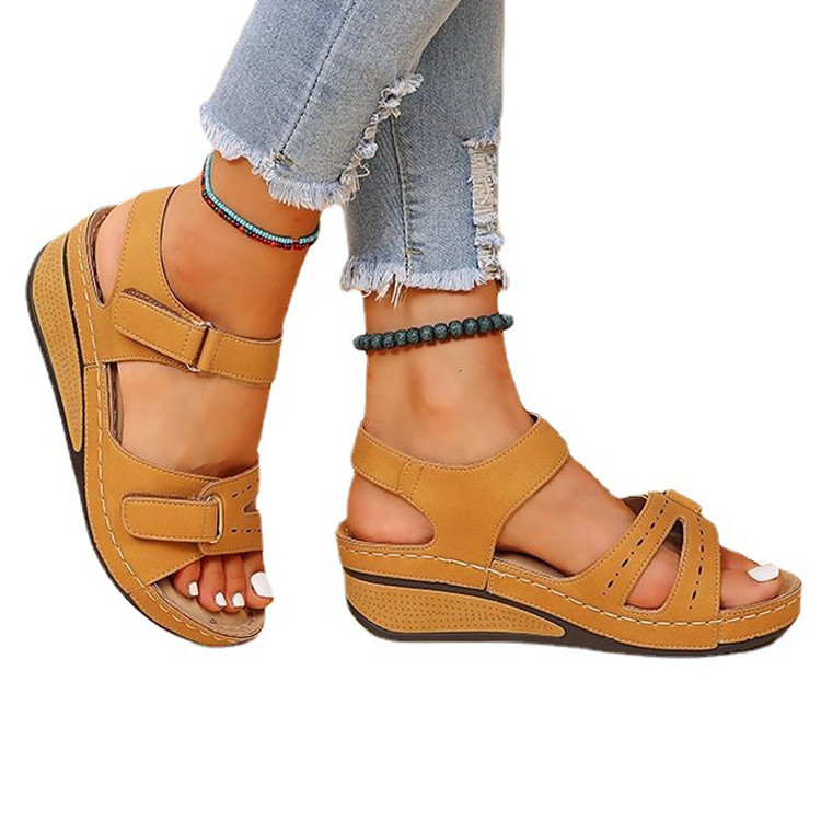 New Plus Size Peep Toe Wedge Sandals Roman Beach Sandals Outdoor Casual Women's Shoes