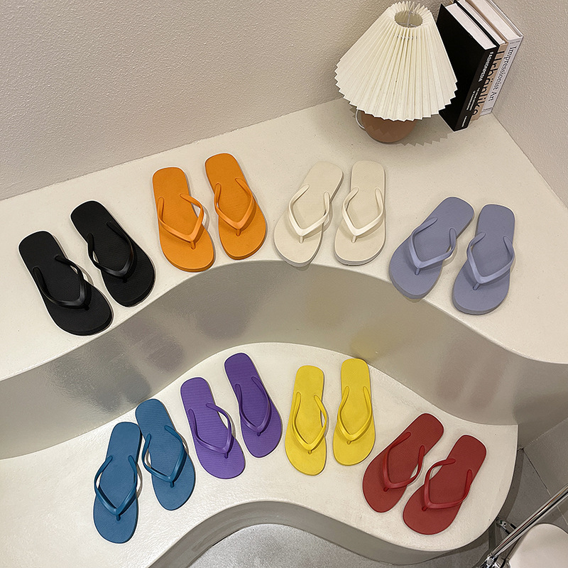 Simple Solid Color Comfortable Slippers Flip Flop Women Summer Korean Fashion Casual Non-Slip Couple Flip Flops Breathable Beach product view
