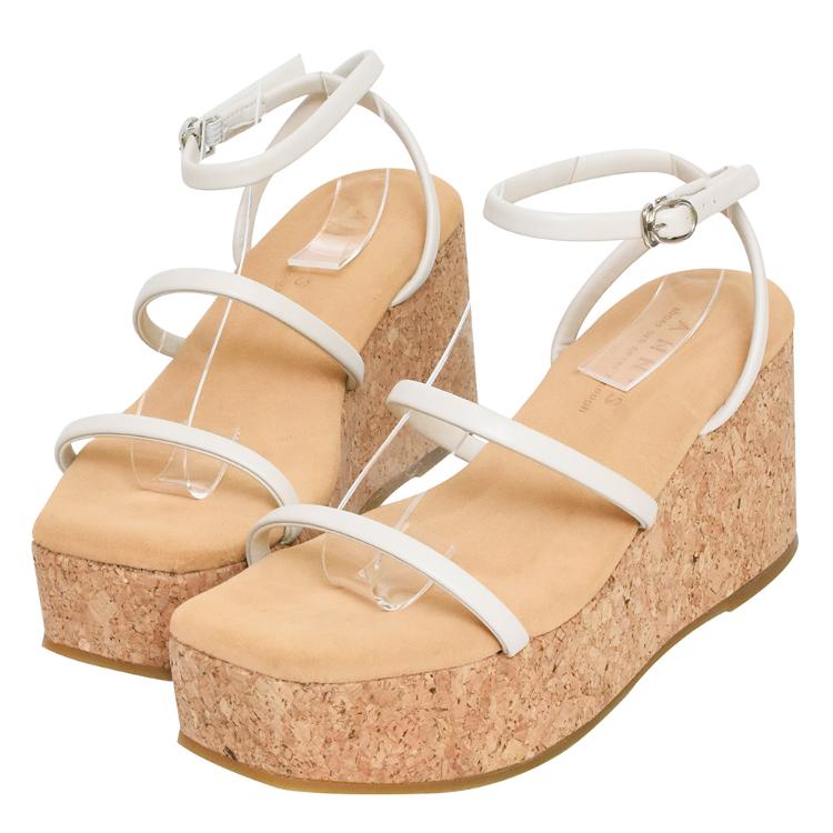 Ann'S White Platform Wedges Ankle Strap Open Toe Soft Triple Straps Women's Low Heel Water-repellent Non-Slip Shoes
