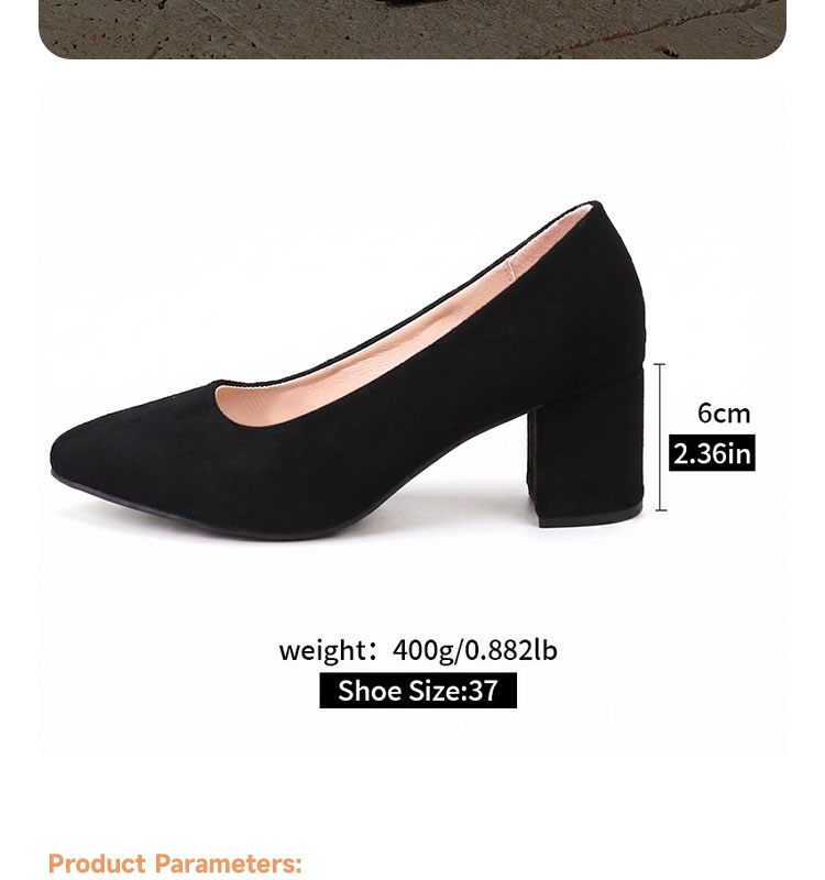 New Design Luxury Woman Sexy High Heeled Shoes Small Slender Round Toe Synthetic Suede Shoe's Upper Square Thick Heel K9939 detail