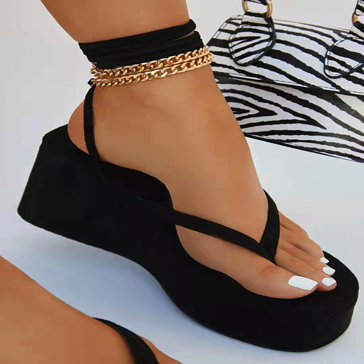2025 Autumn European American Women's Wedge Heeled Anti-Slippery Plus Size 43 Yards Thin Heel Outdoor Shoes Summer detail