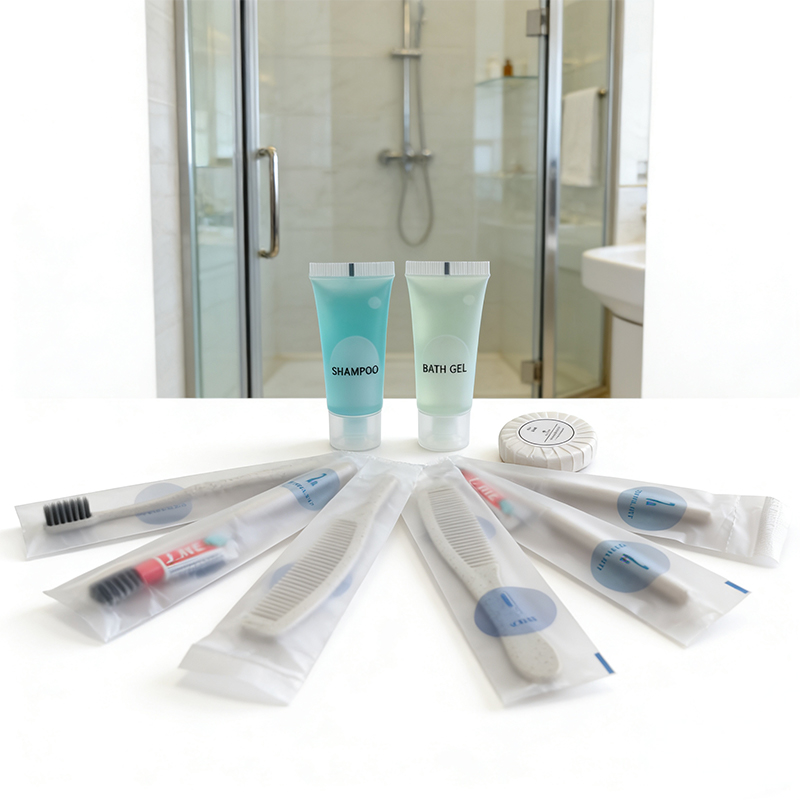 Wholesale Custom Airbnb Disposable Unisex Slippers Wash Set Hotel Luxury Bathroom Shampoo Toiletries Amenity Set detail