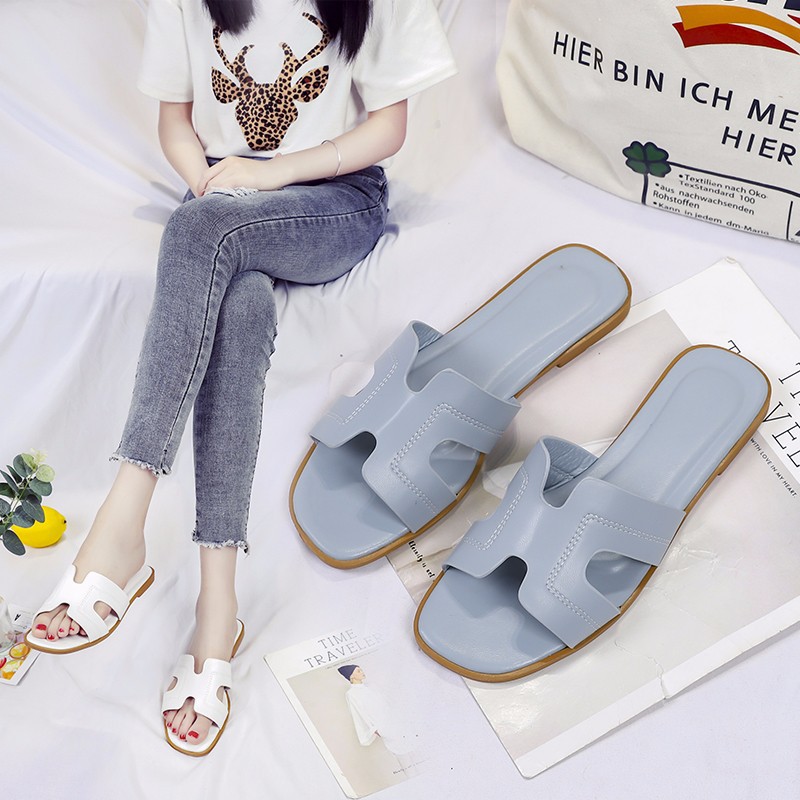 Foreign Trade Simple Style Solid Color Flip-Flops 2023 Spring/Summer Comfortable Outdoor Beach Wear-Resistant Sandals Women