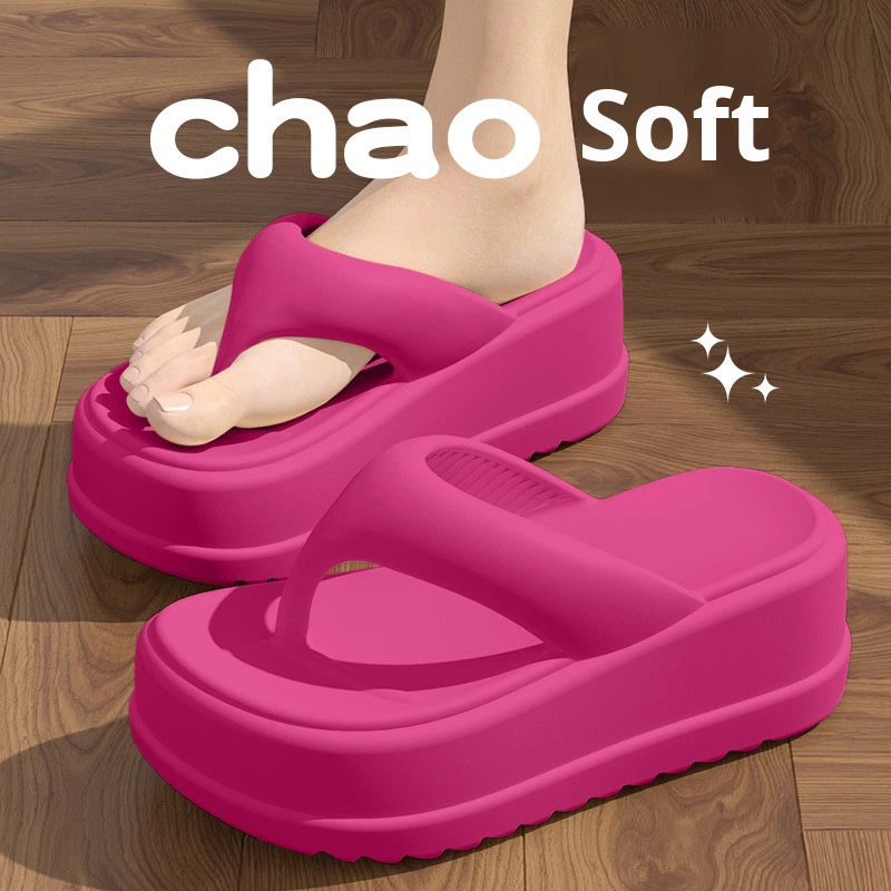 Popular Platform Thick-Soled Flip-Flops Women 2025 New Summer Style Height-Increasing Non-Slip Beach Shoes Soft Cushioning Feel product view