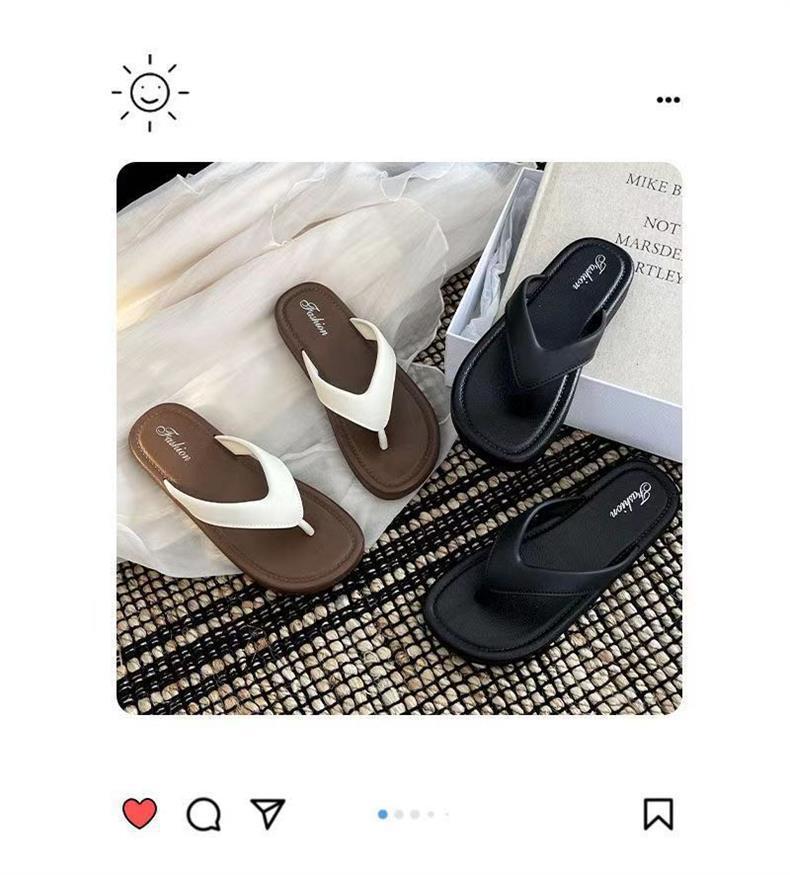 INS-style Women's Square Toe Light Weight Summer Fashion Trend Korean-style Thong Flip-Flops detail