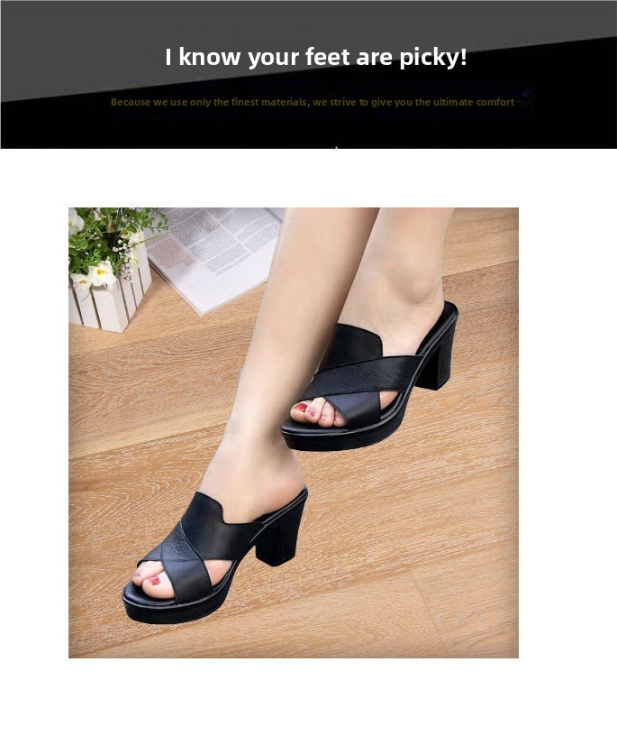 Cross-border Large Size Women's Summer Sandals Slippers Thick Wedge Heel Artificial PU Upper Rubber Outsole Lightweight detail