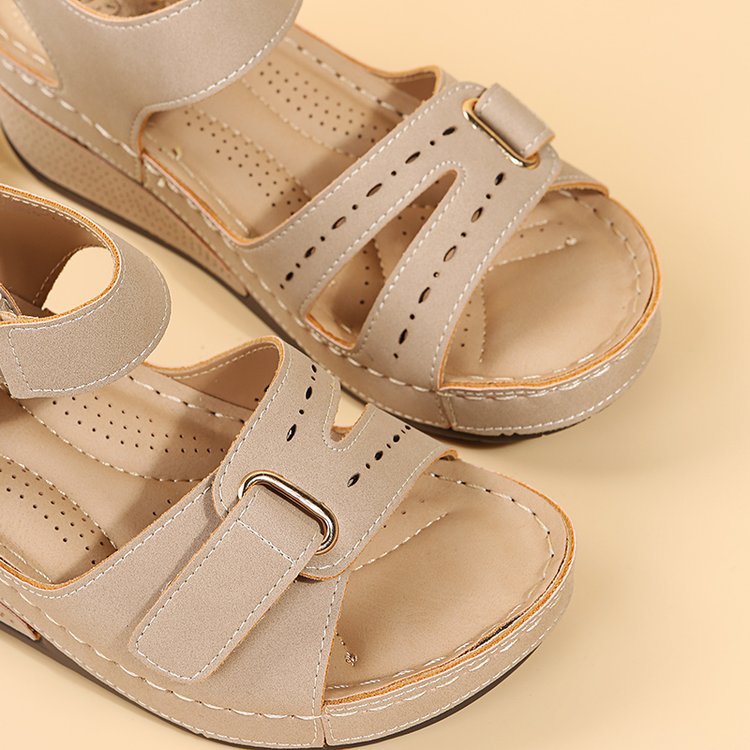 New Plus Size Peep Toe Wedge Sandals Roman Beach Sandals Outdoor Casual Women's Shoes detail