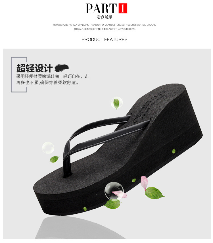 2025 New Design Summer Ladies Wedge Style Platform Women's Flip Flops Ladies High Heel Outdoor Heightening Slippers for Women detail