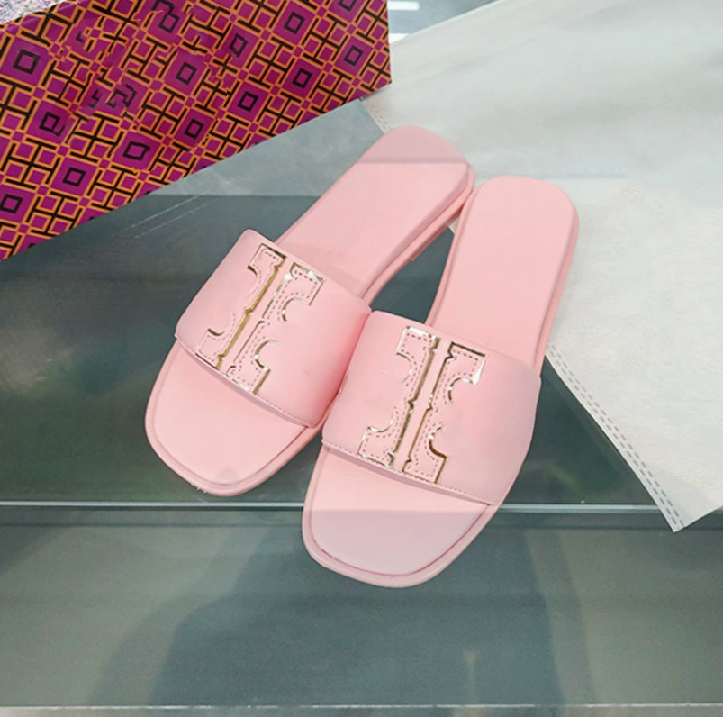 High Quality Women Summer Leather Slippers Beach Shoes Casual Flip Flop Designer Print Fashion Flat Sandals product view