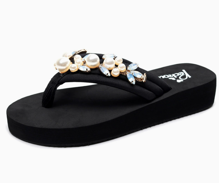 New Fashion Women's Large Size Outdoor Sandals Summer Diamond Casual Flip-Flops EVA Foam Insole Waterproof Beach product view