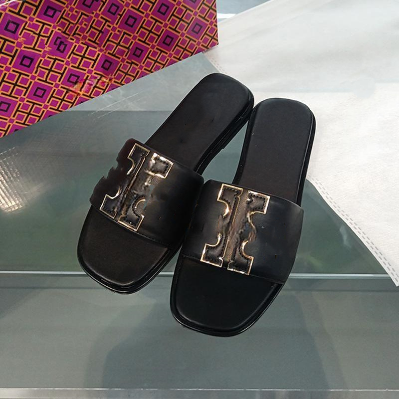 High Quality Women Summer Leather Slippers Beach Shoes Casual Flip Flop Designer Print Fashion Flat Sandals product view