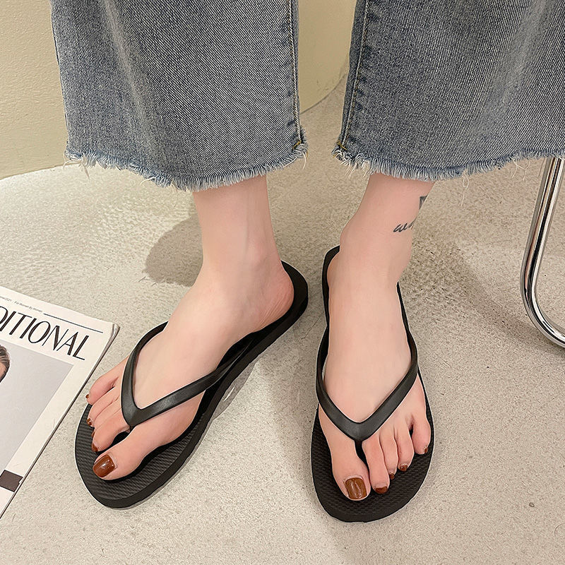 Simple Solid Color Comfortable Slippers Flip Flop Women Summer Korean Fashion Casual Non-Slip Couple Flip Flops Breathable Beach product view
