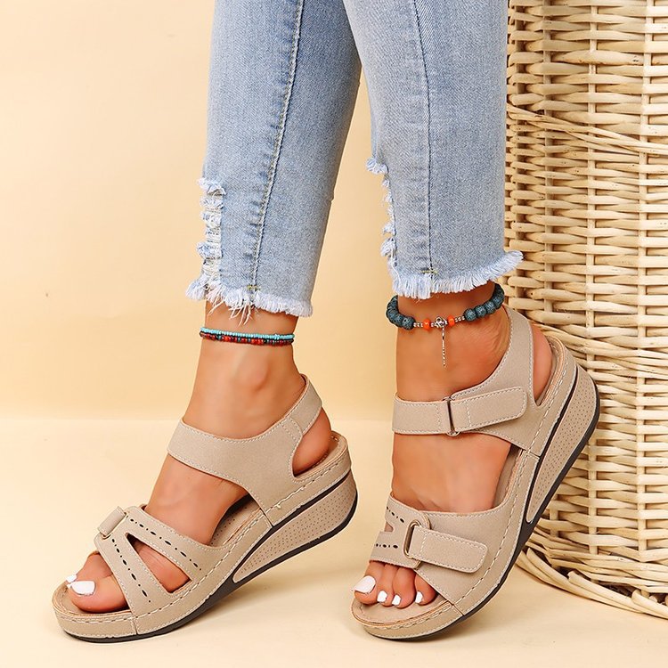 New Plus Size Peep Toe Wedge Sandals Roman Beach Sandals Outdoor Casual Women's Shoes detail
