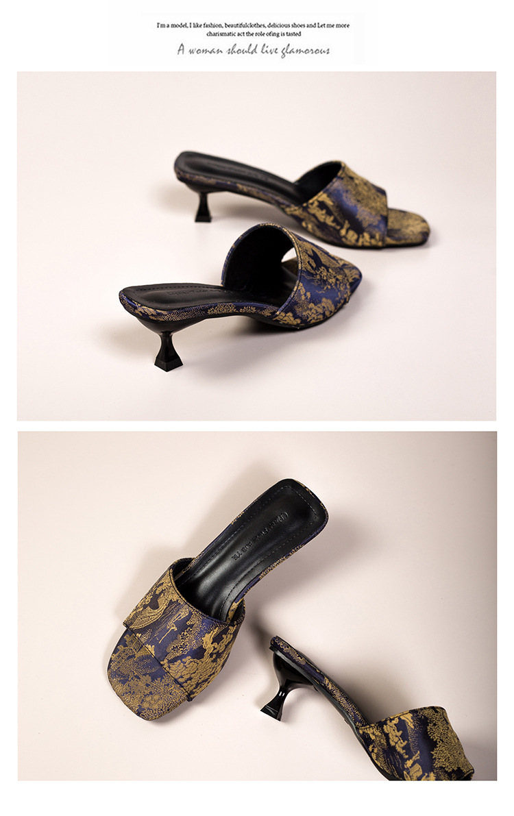 ashion Summer Sandals and Slippers Outdoor Wear Fashion Womens Shoes Thin Heel Wholesale 2025 Printed National Style New916 detail