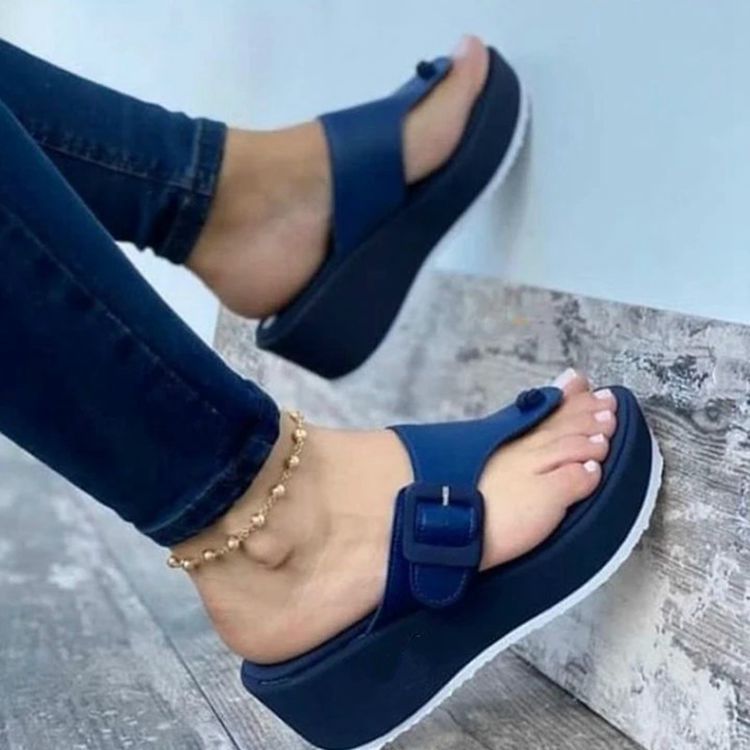 Large Size Fish Mouth High Heel Height Increasing Flip-flops Women's Spring New Red PU Platform Casual Fashion Wedge for product view