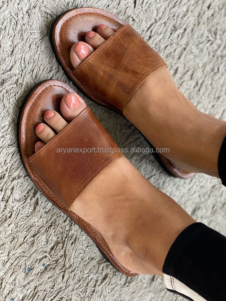 Women Slipper Leather Greek Slipper Women Flat Slipper product view