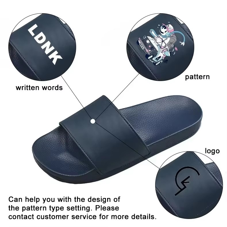 Free Design Custom Printed Logo Personalized Soft Sole One-piece Molding PVC Material Bathroom Pool Slides Slippers product view