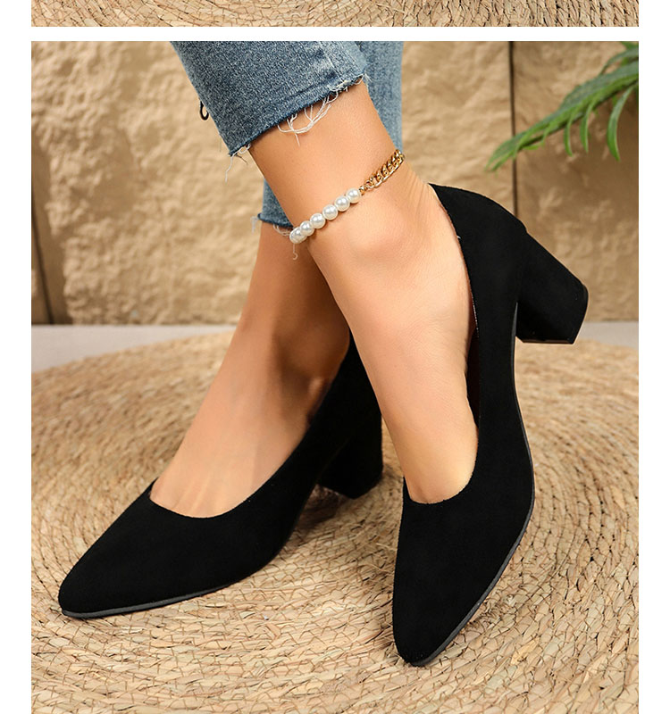 New Design Luxury Woman Sexy High Heeled Shoes Small Slender Round Toe Synthetic Suede Shoe's Upper Square Thick Heel K9939 detail