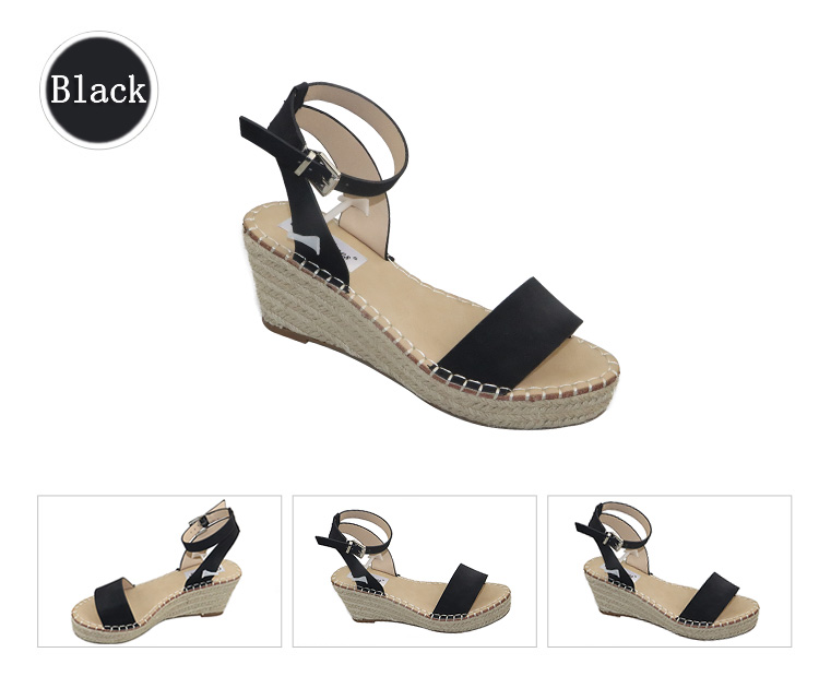 Women's Open Toe Leather Espadrille Wedge Sandals Fashion Casual Platform Heels Non-slip Tall Summer Shoes detail