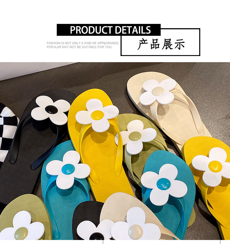 Custom Women's Floral Flip Flops for Summer Light PVC Slides with Flat Soft and Printed Design for Beach Outdoors detail