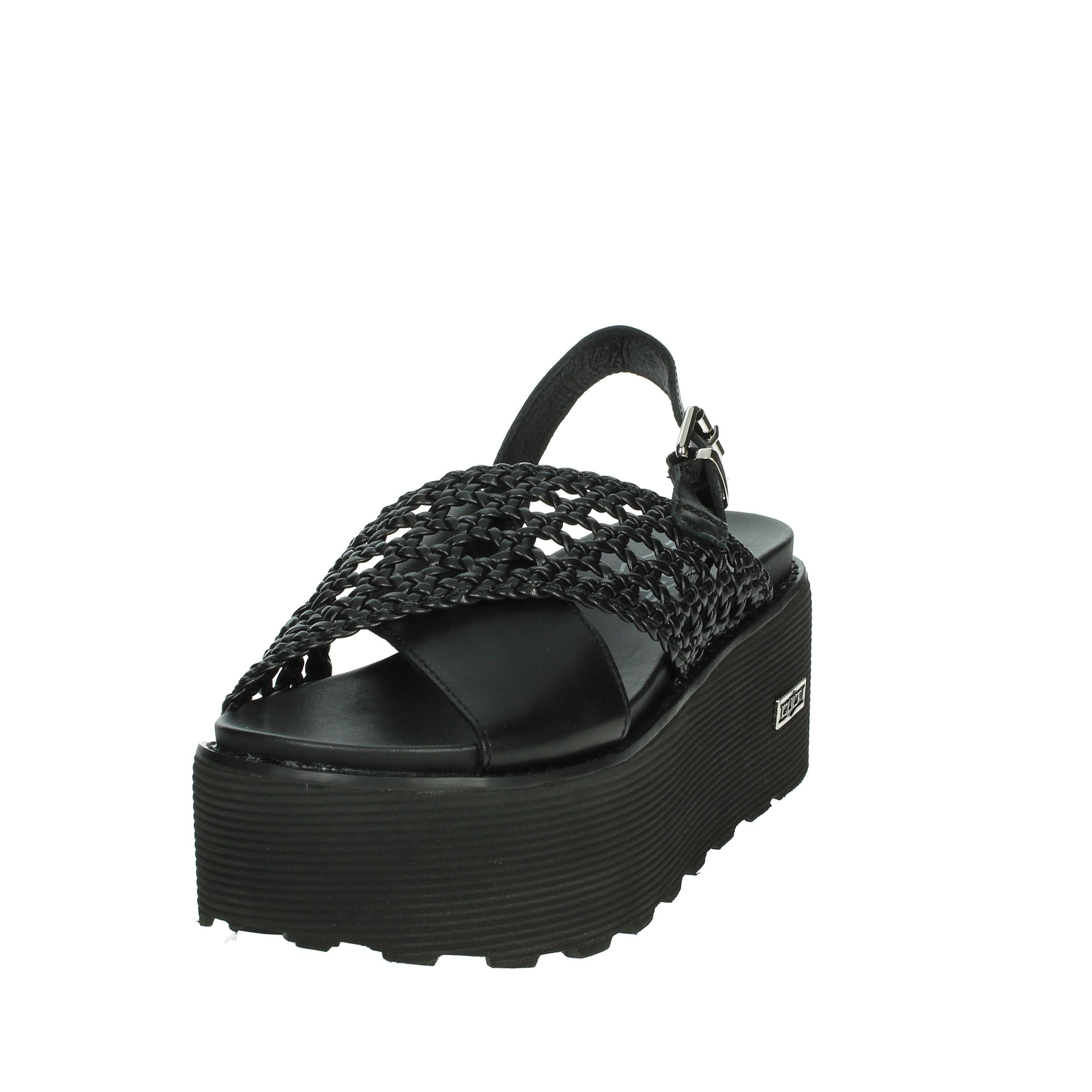 Cult Women's Summer Open Toe Wedge Sandal Black Platform Strappy Design Synthetic Upper Buckle Closure Height Increasing detail