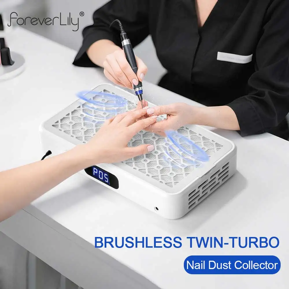 Twin-Turbo Nail Dust Collector Brushless Speed Adjustable Manicure Nail Vacuum Cleaner with Removable Filter Vacuum Fan detail