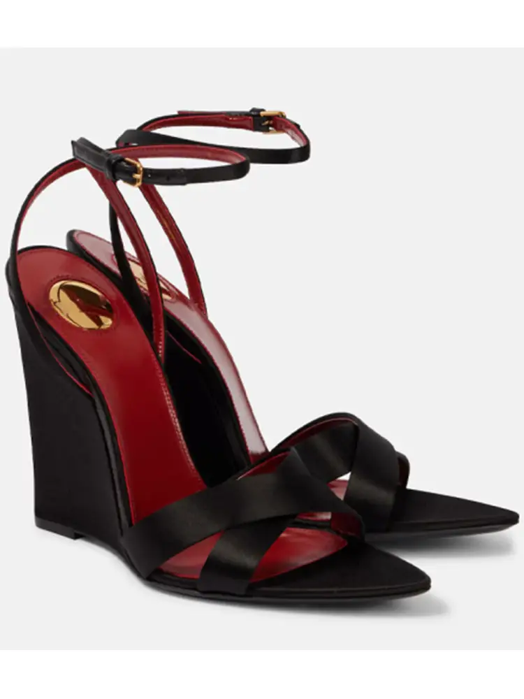 2025 Summer New Slope Heel Pointed High Heel Sandals Wedding Fashion Show Party Women's 34-44 Large Sandals product view