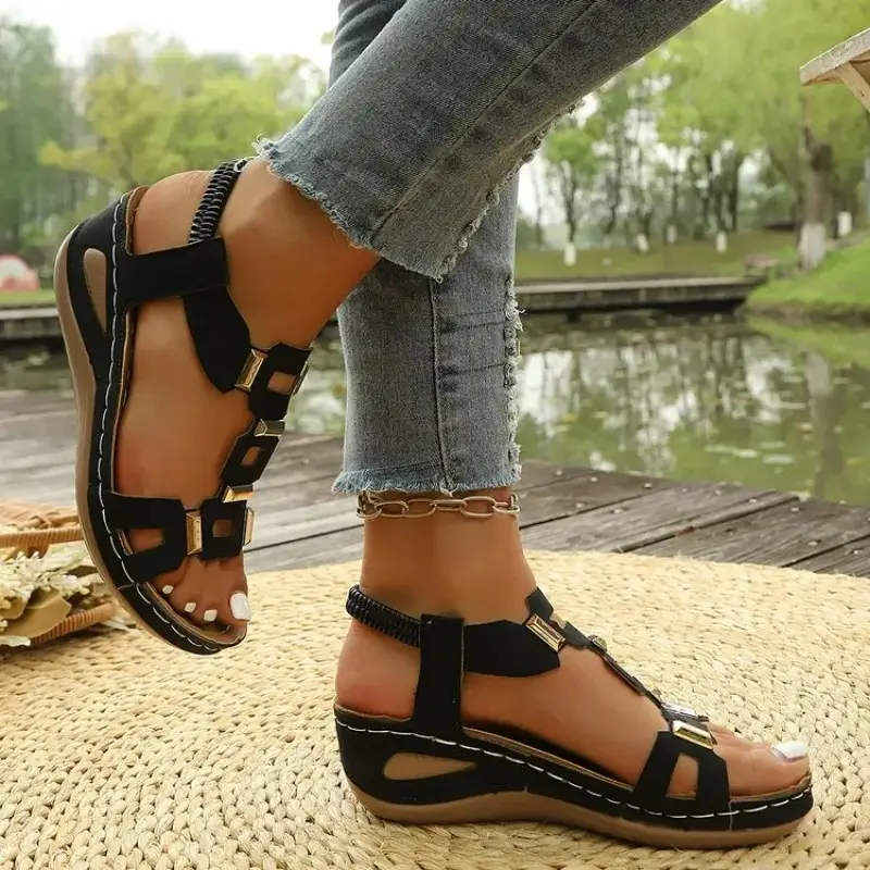 Womens Wedge Heel Sandals Lightweight Comfortable Slip On Design Multiple Colors for Daily Casual Outdoor Wear product view