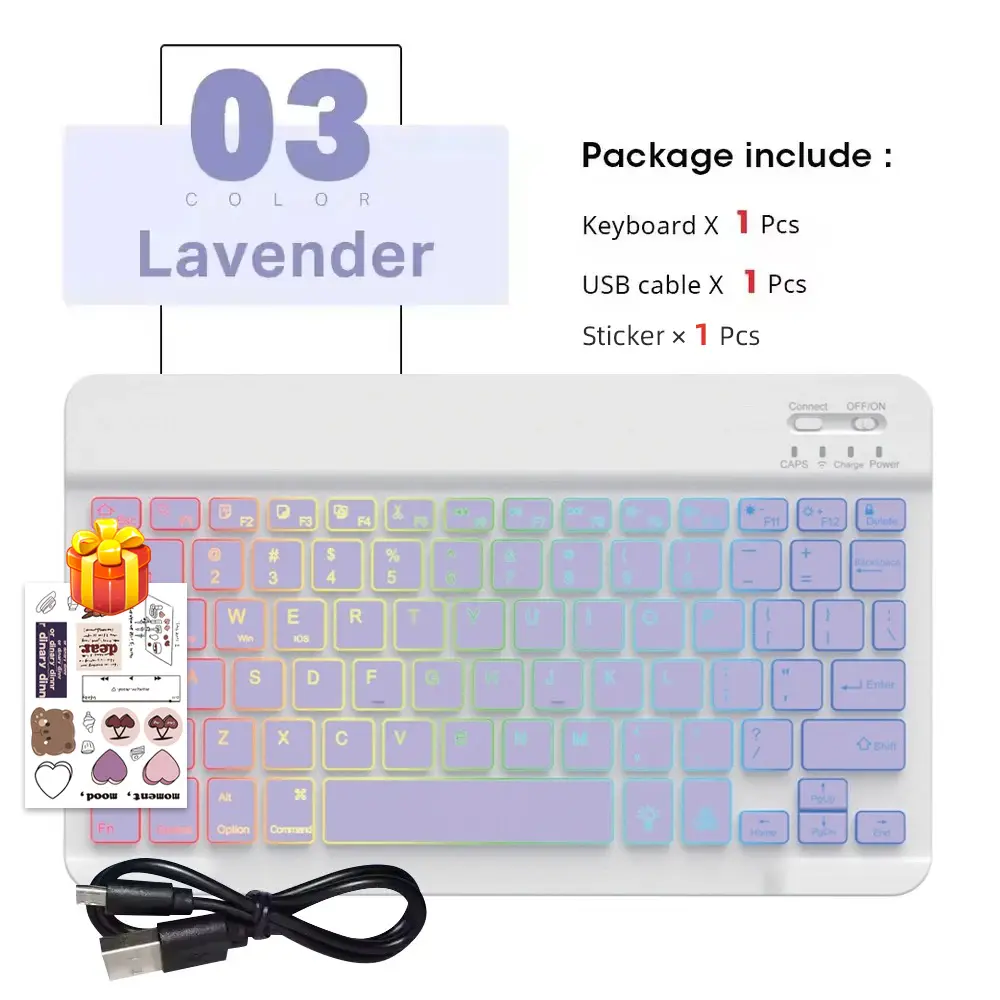 READ YYEAH RGB Backlit Bluetooth Keyboard Mouse Combo Multi-language Rechargeable Wireless Keyboard for Tablet Laptop PC Gaming product view