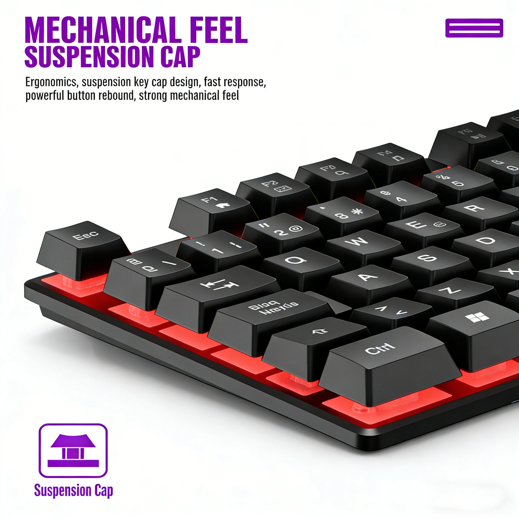 Mechanical Feel Gaming Keyboard Light Backlit RGB Wired Keyboard USB Office Home Media Keys Russian Spanish Arabic English detail