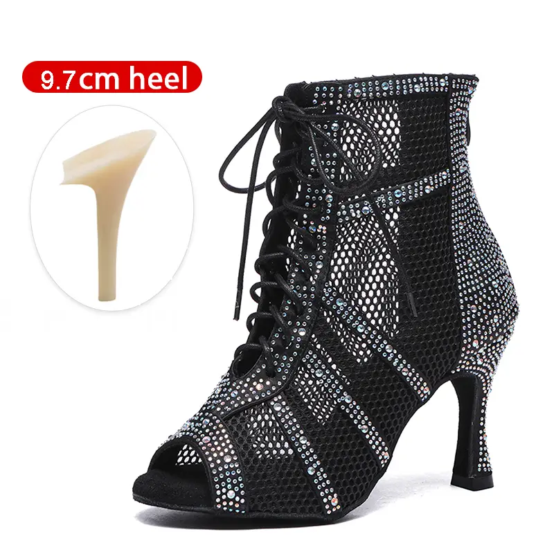 SWDZM Shiny Women Dance Boots Latin Jazz Dance Shoes Full Rhinestone Dancing Boots Customizable Heels Women Ladies Dancing Shoes product view