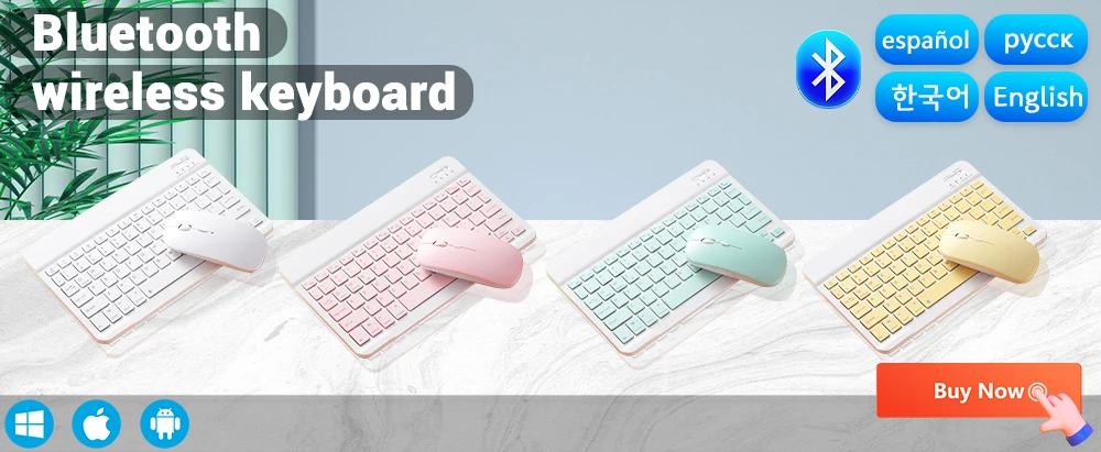10inch Mini Wireless Rechargeable keyboard Bluetooth Mouse For ipad Air Pro Phone Tablet Portable Spanish Polish Arabic keyboard detail