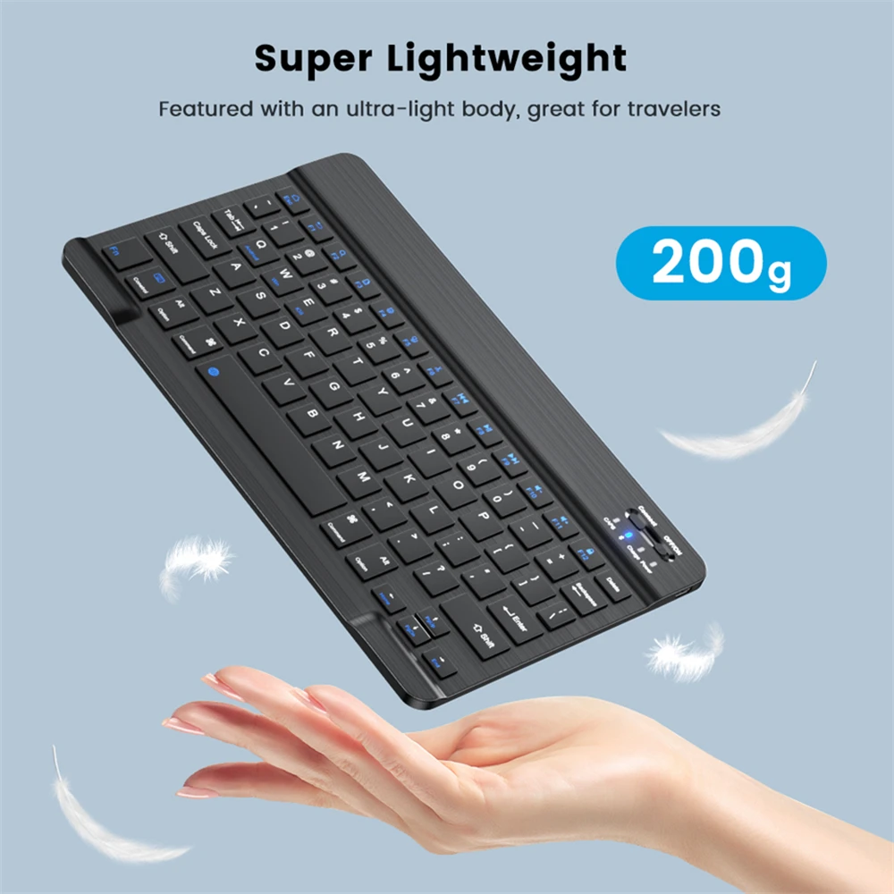 10inch Mini Wireless Rechargeable keyboard Bluetooth Mouse For ipad Air Pro Phone Tablet Portable Spanish Polish Arabic keyboard detail
