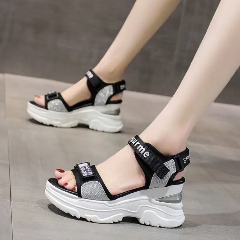 New Summer Ladies Sandals Platform Wedge Heels Shoes Casual Beach Heightening Slope with Women's Sports High Heels Sandals Girl product view