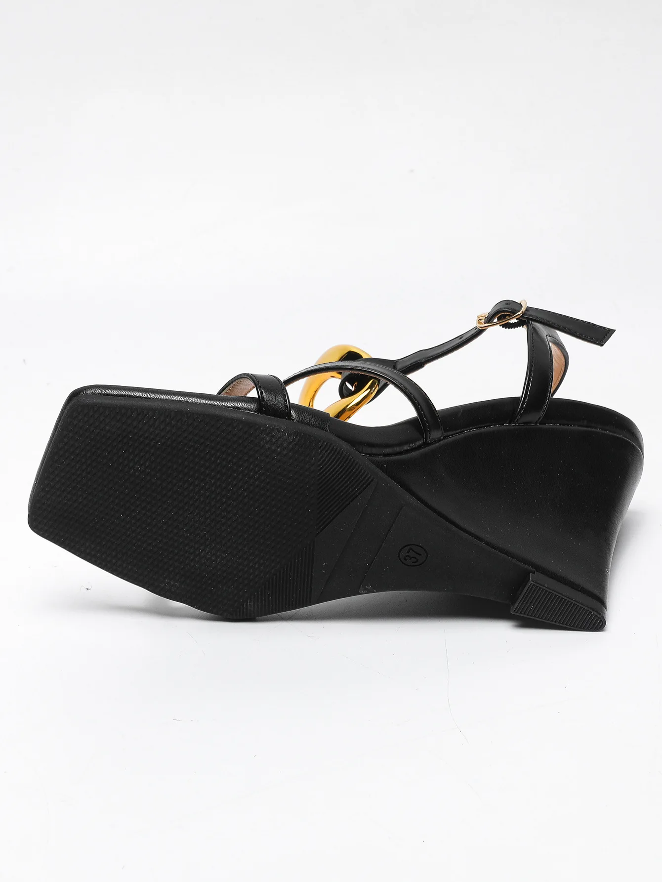 High Heeled Sandals for Women Summer with A Sloping Heel Square Toe Buckle Thick Sole Casual Sandals New Fashionable High Heels detail