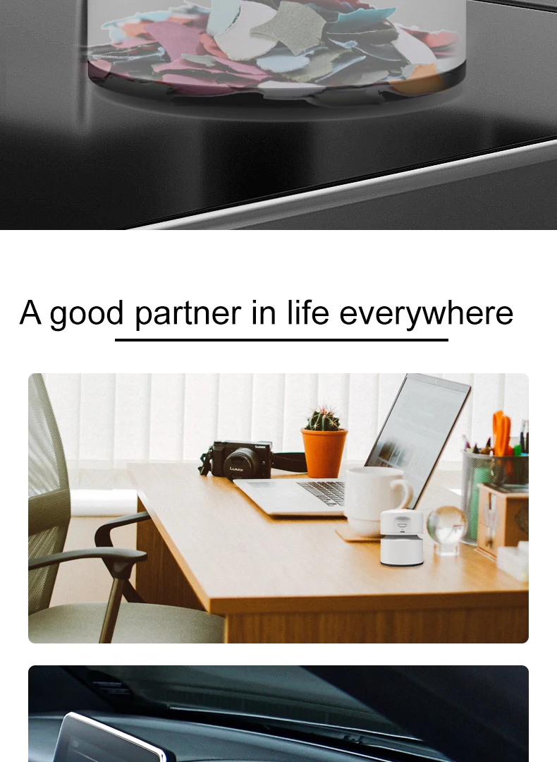 Mini Desktop Vacuum with Brush, USB Rechargeable Portable Sweeper for Eraser Crumbs, Pencil Shavings, Home Office Student Use detail