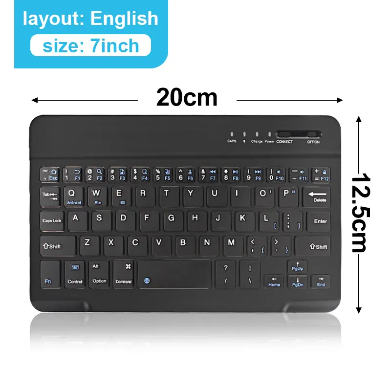 Bluetooth Wireless Keyboard 10 inch Rechargeable Keyboard Russian English Keycaps For iPad Tablet Laptop Adapter PC Accessories product view