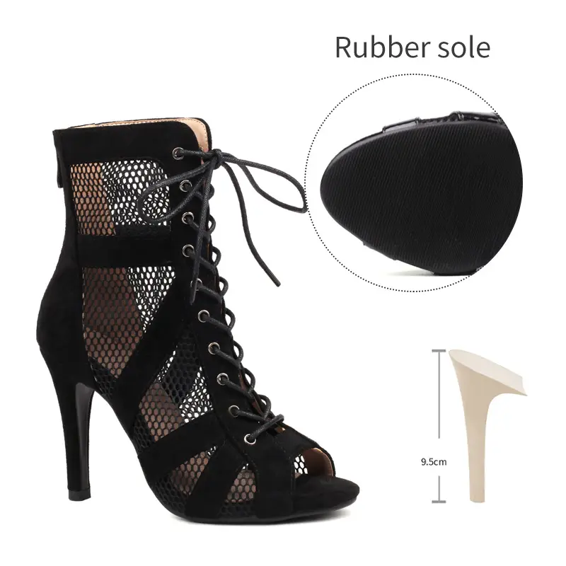 Girls Latin Dance Shoes Women Modern Dance Salsa High-Top Sandals Dance Hall Shoes Ladies Fashion Sexy High-Heeled Suede Boots product view