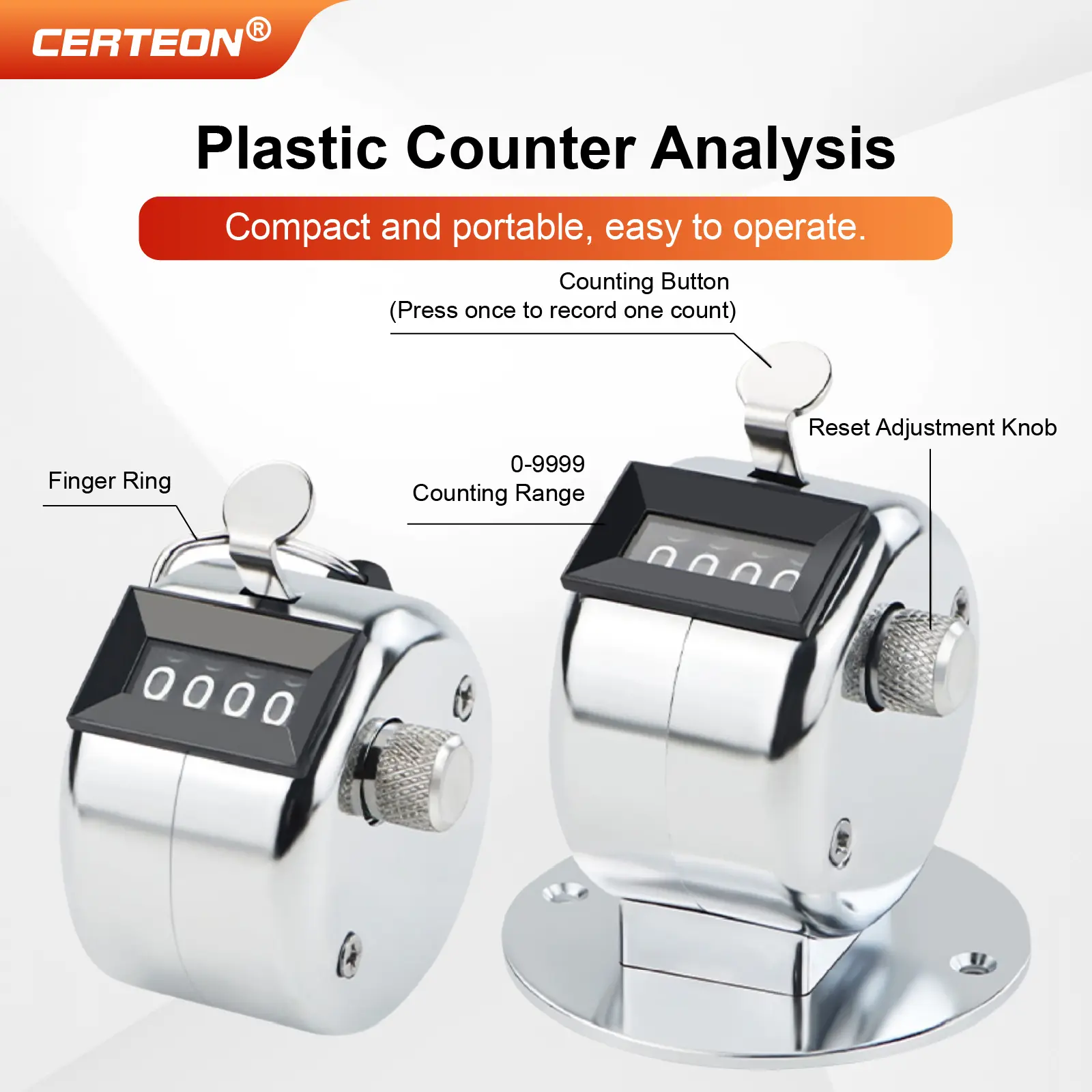 Manual 4 Digit Tally Counter Handheld Mechanical Clicker Plastic People Counter for Events Warehouse Lap Counting product view