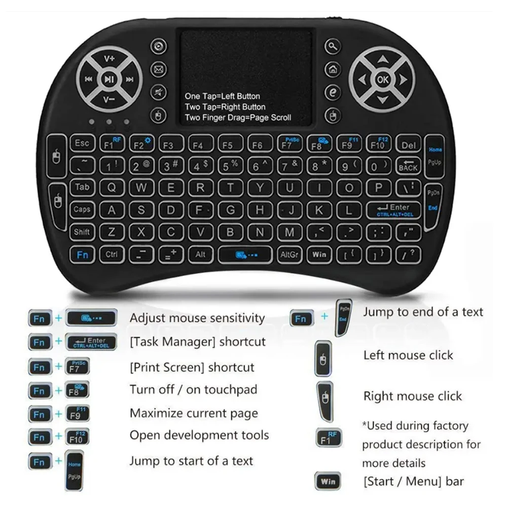 i8 Mini Wireless Battery Keyboard 2.4GHz English Language Air Mouse With Touchpad Handheld for Laptop Android TV Box PC detail