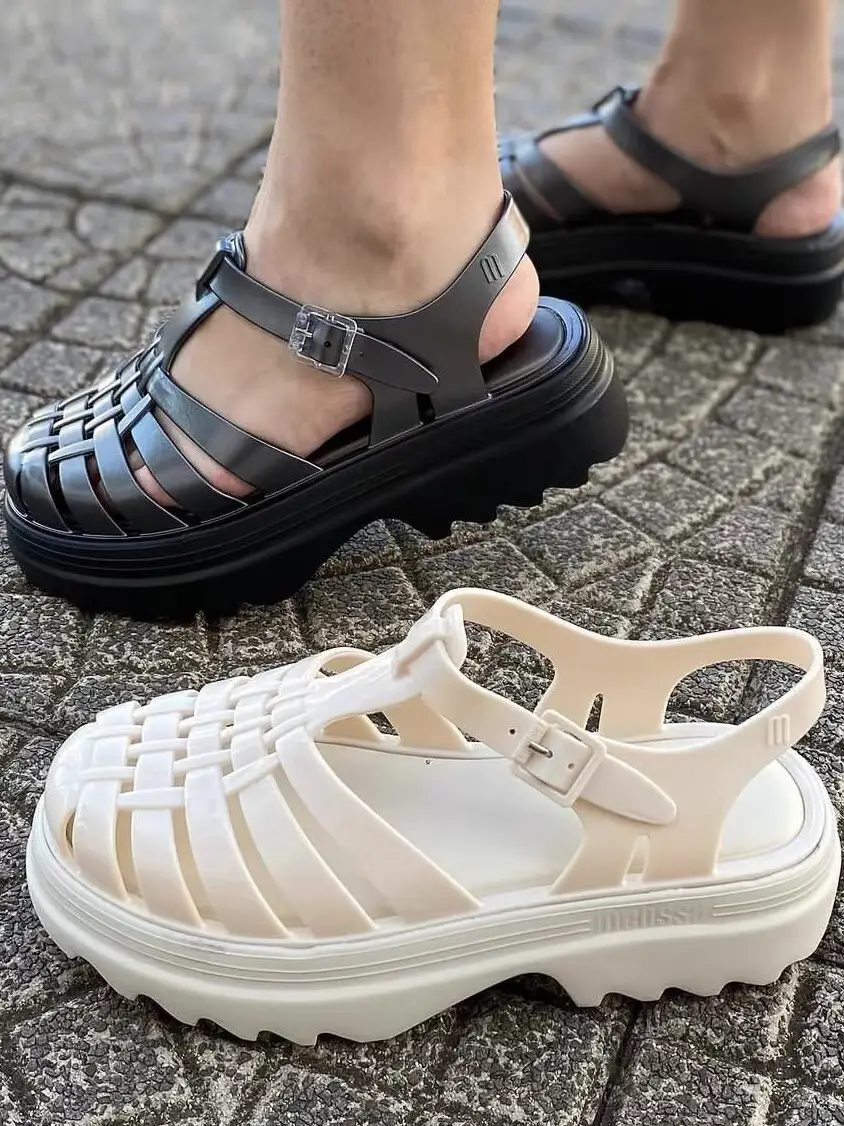 Women's Jelly Shoes Fashion Ladies Slope Heel Sandals Versatile Beach Shoes Women Summer Sandals Matsuke Shoes Roman Sandals product view