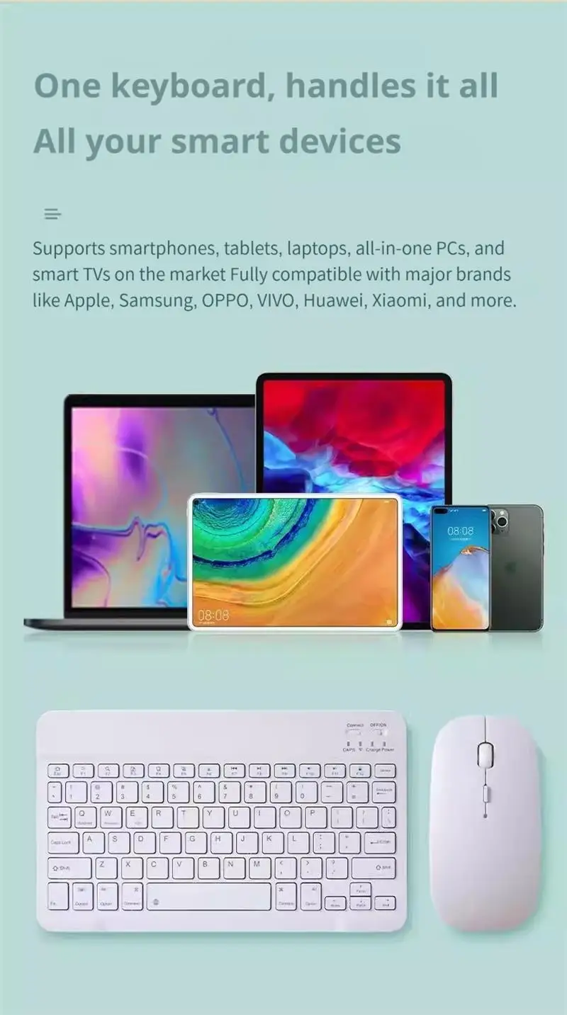 NexusClick Bluetooth Keyboard and Mouse For iPad Xiaomi Samsung Huawei Phone,Slim Mini Wireless Keyboard For Android IOS Windows detail
