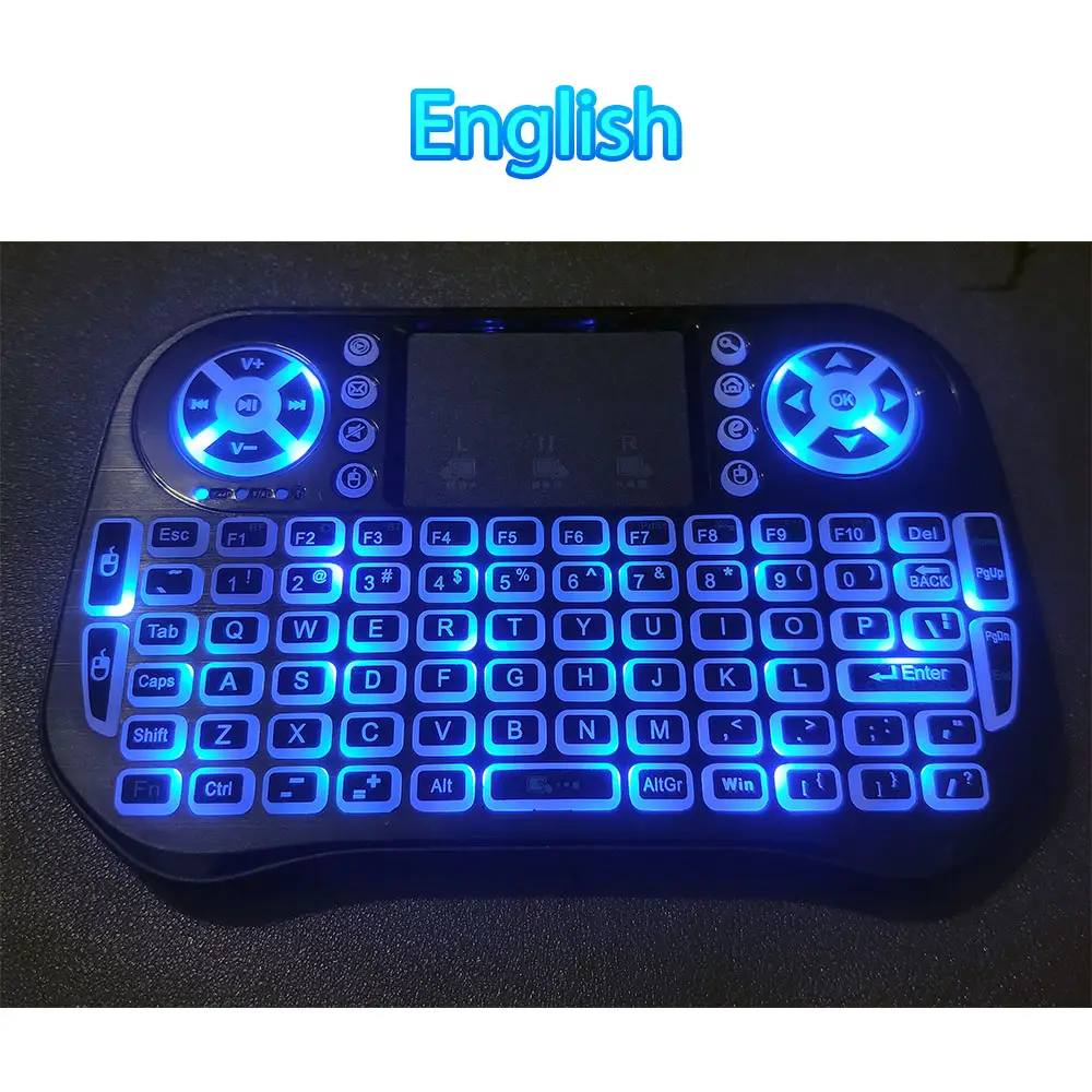 Wireless Mini Keyboard Dual Mode BT4.2 2.4G Air Mouse Remote Control Backlit 7 color Touchpad for Android TV Box PC Projector product view