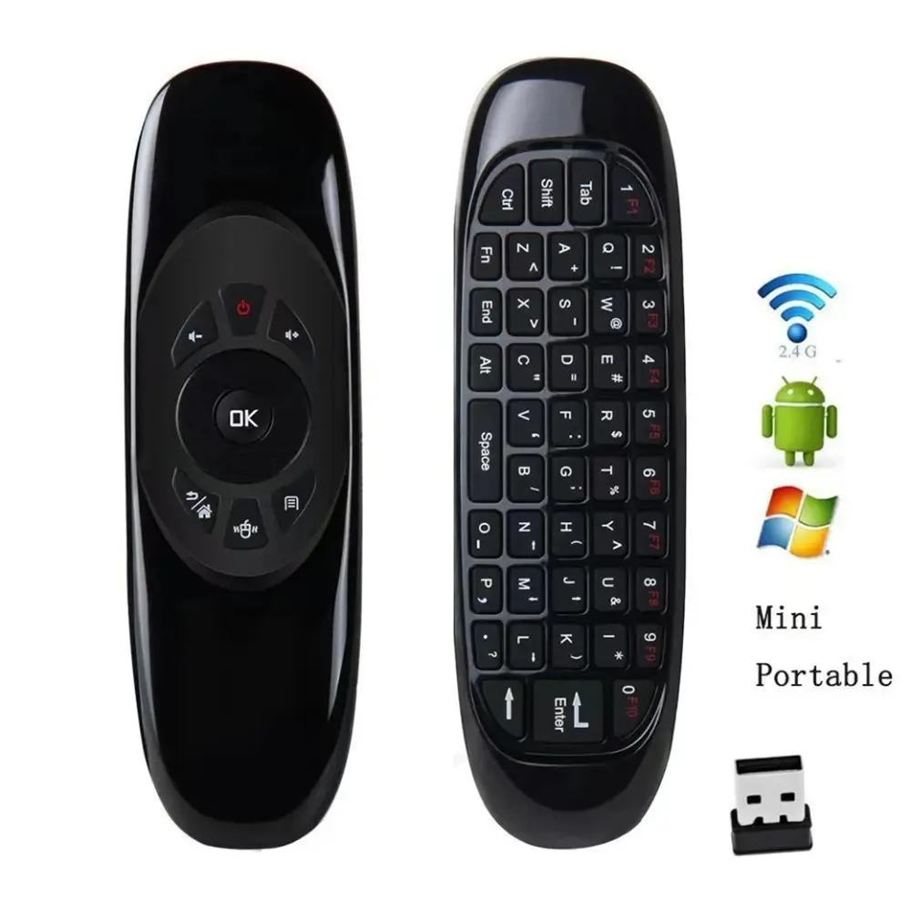 KEBIDUMEI 2.4G Wireless Air Fly Mouse Remote Control Mini Keyboard RGB Backlit with Google Assistant for Android Smart TV Box product view