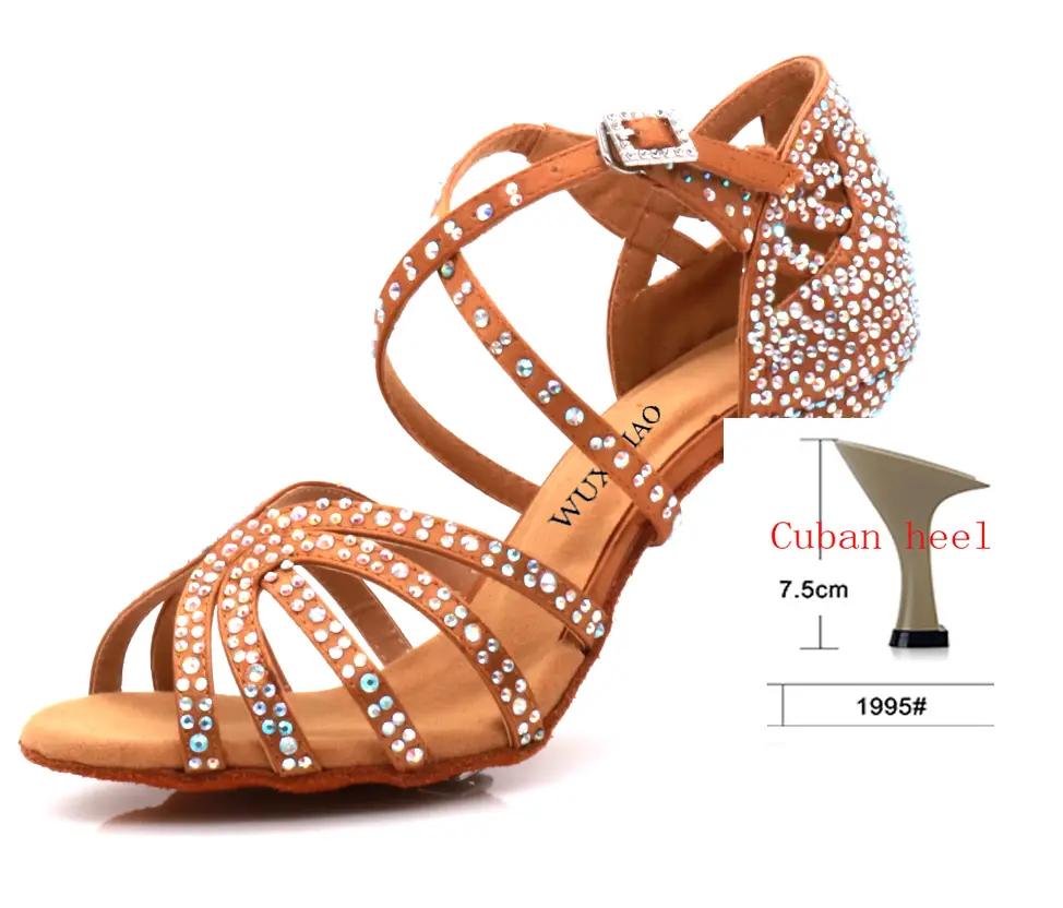 WUXIJIAO Jazz Shoes Latin Dance Shoes Female Latin Salsa Girl Casual Shoes Silver Bronze Skin product view